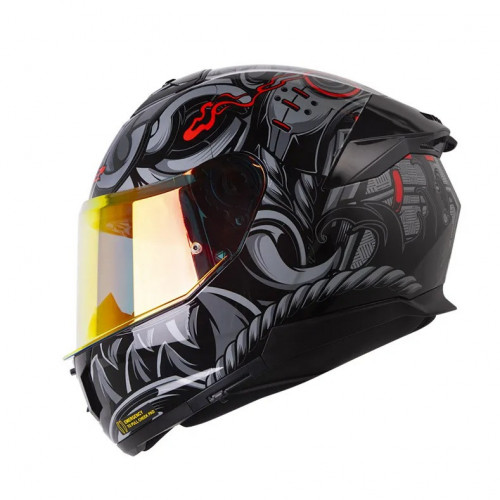 Casco Integral LS2 FF808 StreamII Samurai Gris Rojo Brillo Visor Translúcido S (166035)