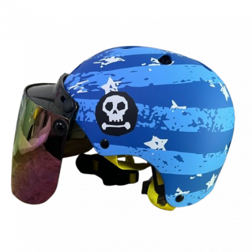 Casco Niño Abierto Azul Calavera Star
