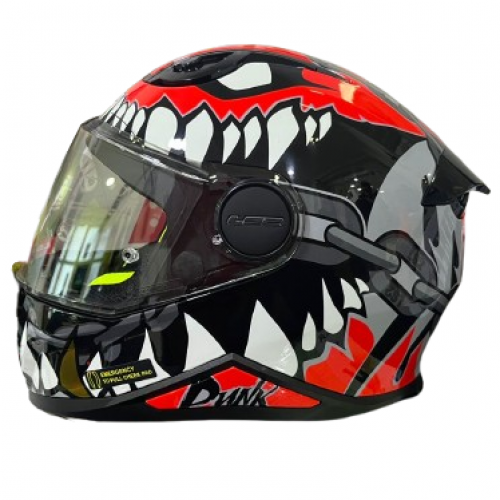 Casco Integral LS2 FF812 Kid Punk Brillo Gris Rojo Visor Transparente L