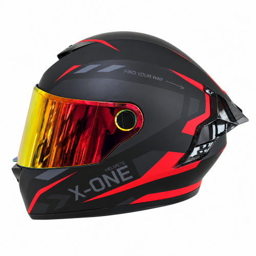 Casco Integral X-ONE X-500 RS Sugar Negro Rojo Visor Smoke Iridium XL